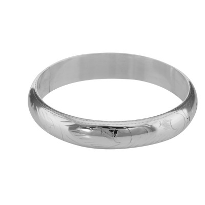 Sterling Silver Bangle Bracelet Engraved Design 12 mm - B-12