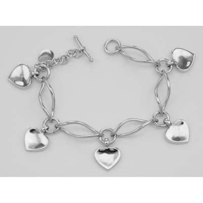Beautiful Ferroni Italian made Twisted Heart Bracelet - 7 inch - Sterling Silver - B-7001