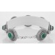 Classic Vintage Style Filigree Green Agate Filigree Bracelet - Sterling Silver - BT-202