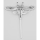 Fine Art Deco Style White Topaz Garnet  Enamel Dragonfly Pin - Sterling Silver - FPN-126-WT