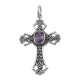 Cross Pendant with Amethyst - Sterling Silver - CR-12211-AM