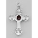 Cross Pendant with Garnet - Sterling Silver - CR-12211-G