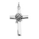 Cross Pendant with Rose Design - Sterling Silver - CR-208