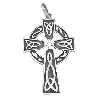 Classic Celtic Design Cross Pendant in Fine Sterling Silver - CR-488