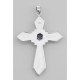 Antique Style Amethyst and Marcasite Cross Pendant - Sterling Silver - CR-54