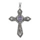 Antique Style Amethyst and Marcasite Cross Pendant - Sterling Silver - CR-54