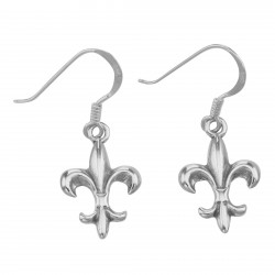 Cute French Style Fleur de Lis Earrings - Sterling Silver