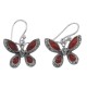 Red Carnelian Marcasite Butterfly Earrings Sterling Silver - E-258