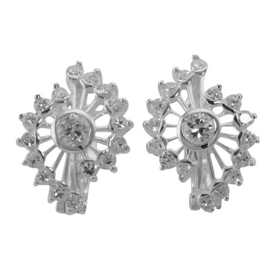 Sparkling Cubic Zirconia Earrings - Sterling Silver - E-415
