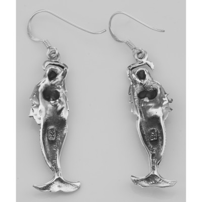 Unique Sea Mermaid Earrings with French Wire - Sterling Silver - E-4297