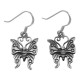 Cute Butterfly French Wire Earrings - Sterling Silver - E-44374