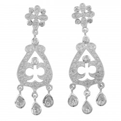 Beautiful Sparkling Cubic Zirconia Dangle Earrings - Sterling Silver
