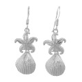 Sparkling Starfish and Shell Earrings - Sterling Silver