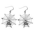 Spider in Web Earrings - Sterling Silver - Halloween