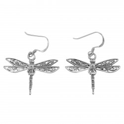 Cute Filigree Dragonfly Earrings - Sterling Silver