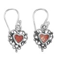 Cute Heart Earrings w/ Stone - Sterling Silver
