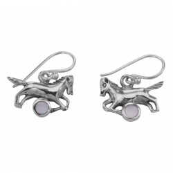 Horse Earrings with Pink Mother of Pearl - Sterling Silver