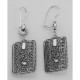 Classic Antique Style Rectangular Black Onyx Earrings - Sterling Silver - ET-029