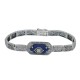 Blue Lapis Lazuli Victorian Style Filigree Bracelet with Natural Diamond Accent 7 1/4 Sterling Silver - FB-101-L