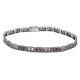 Victorian Style 3 Stone Natural Red Ruby Filigree Bracelet in Fine Sterling Silver - FB-20-R