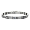 Victorian Style Floral Blue Sapphire Filigree Link Bracelet Sterling Silver
