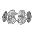 ONLY 1 IN STOCK - Victorian Style Filigree Diamond Heart Bracelet in fine Sterling Silver