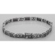 Victorian Style 3 Stone Red Garnet Filigree Bracelet in Fine Sterling Silver - FB-20-G