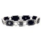 Victorian Style Onyx Diamond Filigree Bracelet Sterling Silver - FB-21-O
