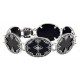 Victorian Style Black Onyx Diamond Filigree Bracelet - Sterling Silver - FB-22-O