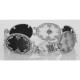 Victorian Style Onyx  Camphor Glass Diamond Filigree Bracelet - Sterling Silver - FB-22-O-CR
