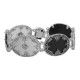 Victorian Style Onyx  Camphor Glass Diamond Filigree Bracelet - Sterling Silver - FB-22-O-CR