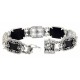 Filigree Bracelet Black Onyx and Frosted Camphor Glass Diamond Sterling Silver - FB-27-CR-O
