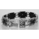 Victorian Style Black Onyx  Diamond Filigree Bracelet - Sterling Silver - FB-27-O