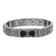 Art Deco Style Filigree Link Bracelet Black Onyx  Diamonds Sterling Silver - FB-42-O