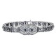 Art Deco Style Blue Sapphire  White Topaz Filigree Bracelet Sterling Silver - FB-44-S