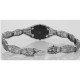 Art Deco Style Black Onyx / Diamond Filigree Bracelet. - Sterling Silver - FB-45-O