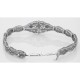 Art Deco Style Blue Sapphire  Diamond Filigree Bracelet in Fine Sterling Silver - FB-52