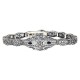 Art Deco Style Blue Sapphire  Diamond Filigree Bracelet in Fine Sterling Silver - FB-52