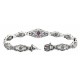 Art Deco Style Genuine Ruby Filigree Bracelet - Sterling Silver 7 1/4 inches - FB-55-R