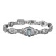 Art Deco Style Blue Topaz / Diamond Filigree Bracelet - Sterling Silver - FB-56-BT