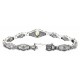 Victorian Style Olive Quartz  Diamond Filigree Link Bracelet Sterling Silver - FB-56-OQ