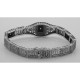 Art Deco Style 3 Stone Black Onyx and Diamond Filigree Link Bracelet Sterling - FB-57-O