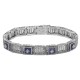 Art Deco Style Filigree Link Bracelet Blue Lapis  Diamonds - Sterling Silver - FB-58-L