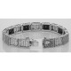 Art Deco Style Filigree Link Bracelet Black Onyx and Diamonds - Sterling Silver - FB-58-O