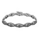 Beautiful Victorian Style 3 Diamond Filigree Link Bracelet - Sterling Silver - FB-61