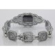Black Spinel and Diamond Victorian Style Filigree Bracelet Sterling Silver - FB-69-O