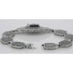 Black Spinel and Diamond Victorian Style Filigree Bracelet Sterling Silver - FB-69-O