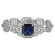 Victorian Style Filigree Bracelet w/Syn Blue Sapphire in Fine Sterling Silver - FB-69-SYN