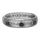 Art Deco Style Filigree Bangle Bracelet Black Oynx Sterling Silver - FBB-1-O