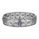 Victorian Style Filigree Amethyst Bangle Bracelet In Fine Sterling Silver - FBB-2-AM